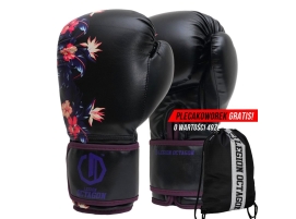 Rękawice bokserskie damskie Legion Octagon Flower black/purple + workoplecak GRATIS