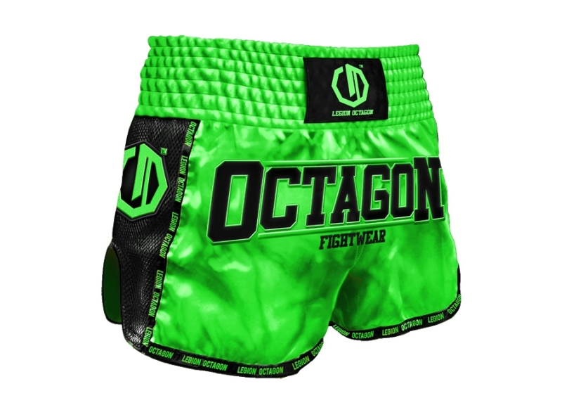 Spodenki Kickboxing/Muay Thai Legion Octagon Fight Legion PREMIUM Neon Green – Profesjonalne Spodenki Treningowe