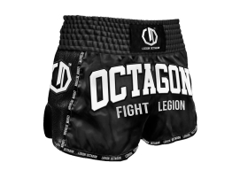 Spodenki Kickboxing/Muay Thai Legion Octagon Fight Legion PREMIUM Black/White – Profesjonalne Spodenki Treningowe