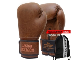 Rękawice bokserskie Legion Octagon PRO Oldschool brown plecakoworek GRATIS!