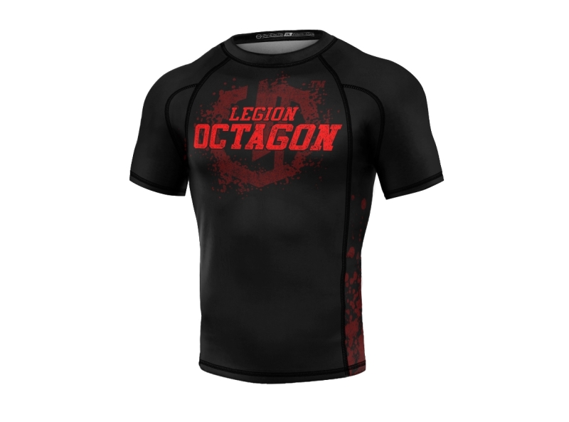 Rashguard Legion Octagon PREMIUM Grunge Black/Red – Wytrzymały i Komfortowy