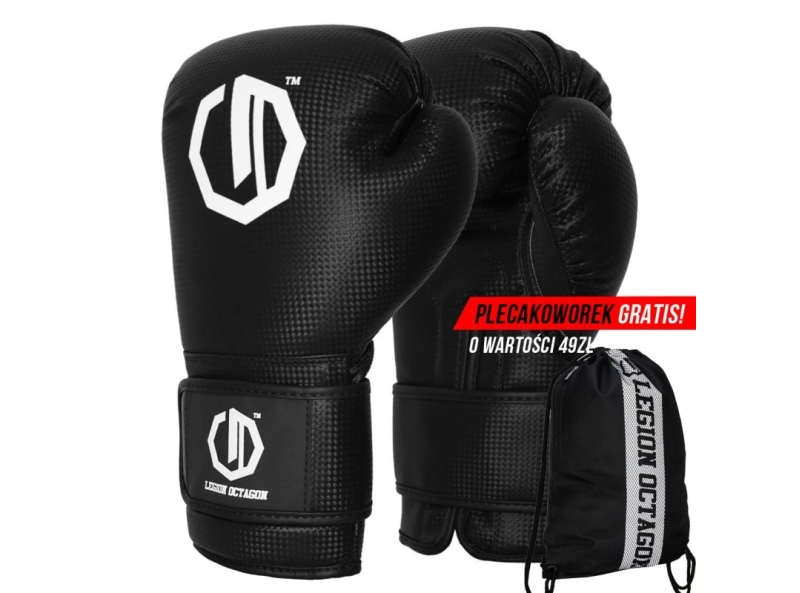 Rękawice bokserskie Legion Octagon Kevlar black plecakoworek GRATIS!