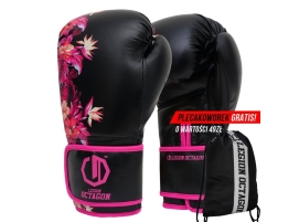 Rękawice bokserskie damskie Legion Octagon Flower black/pink + workoplecak GRATIS